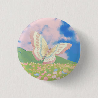 Schmetterling in einem Blumenfeld Gemälde Button