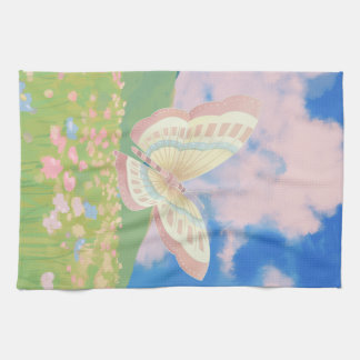 Schmetterling in einem Blumenfeld Gemälde Geschirrtuch