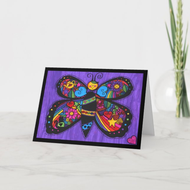 Schmetterling in einer Lila Sky Card Karte (Vorderseite)