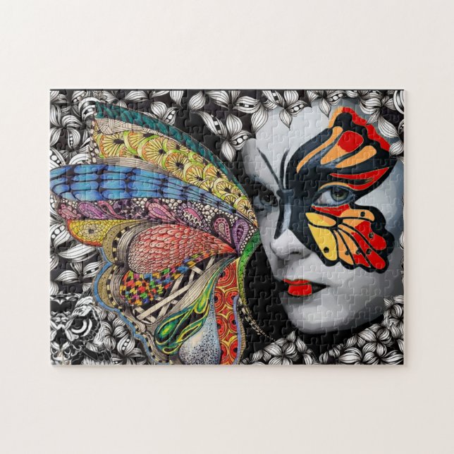 Schmetterling in Fenster Puzzlespiel (Horizontal)