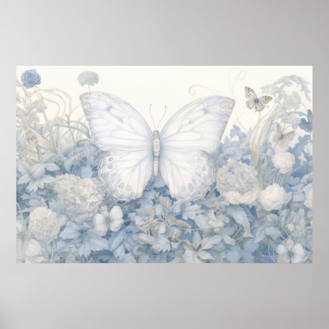 Schmetterling in Gartenbildern Poster (Vorne)