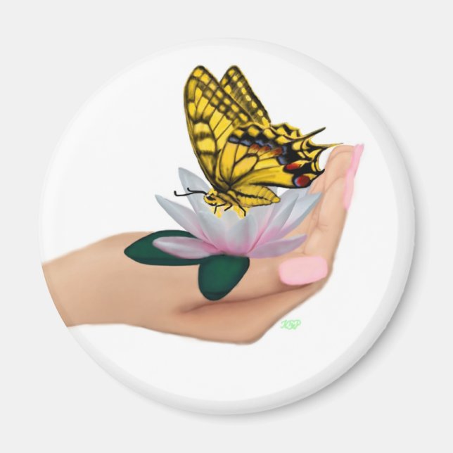 Schmetterling in Hand Magnet (Vorne)