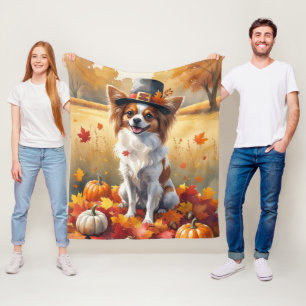 Schmetterling in Herbstblättern Thanksgiving Kunst Fleecedecke