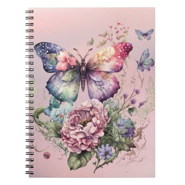 Schmetterling in Pink Notizblock (Vorderseite)