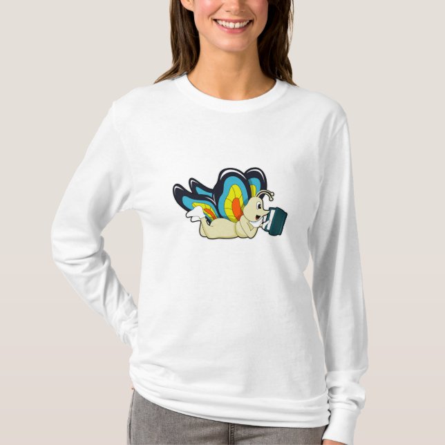 Schmetterling in Reading mit Buch T-Shirt (Vorderseite)
