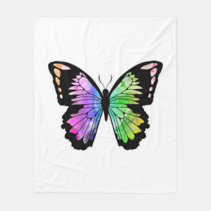 Schmetterling in Regenbogenfarben Fleecedecke