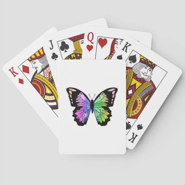 Schmetterling in Regenbogenfarben Spielkarten (Rückseite)