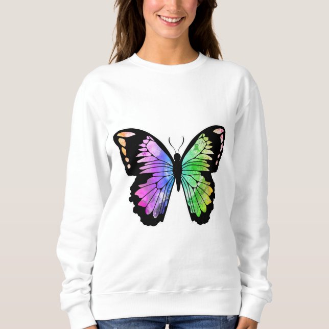 Schmetterling in Regenbogenfarben Sweatshirt (Vorderseite)