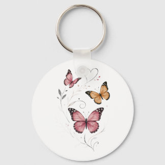Schmetterling in Rosa Botanischer Aquarellstil Schlüsselanhänger