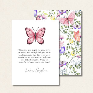 Schmetterling in Rosa mit Grünzeug Dankeskarte