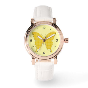 Schmetterling in Sternexplosion - goldgelb Armbanduhr