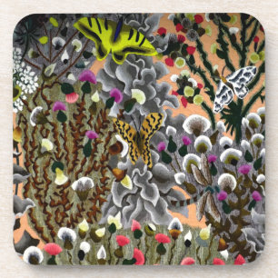 Schmetterling in Vintager Gartendarstellung Getränkeuntersetzer