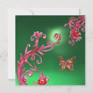 SCHMETTERLING  JADE GRÜN hellrosa,rot Einladung