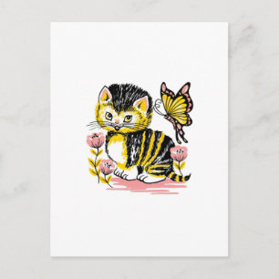 Schmetterling & Kätzchen Postkarte