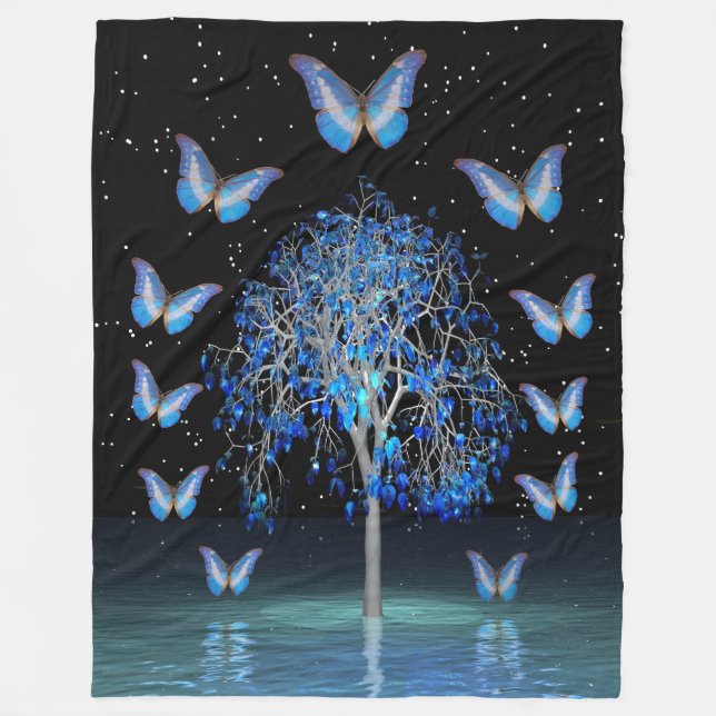 Schmetterling Kristallbaum Fleece Decke (Vorderseite)