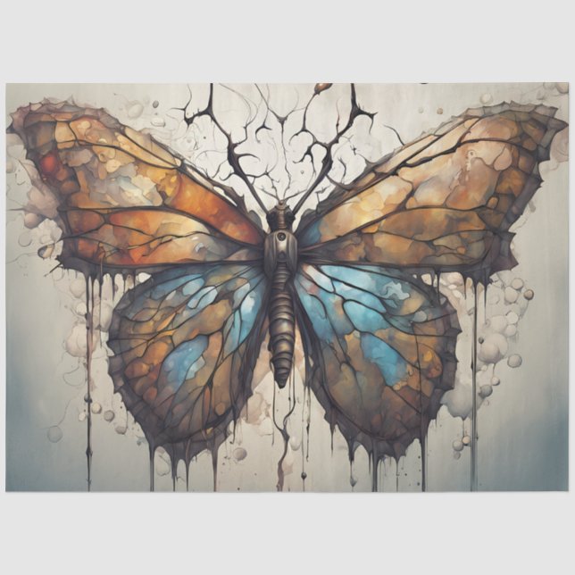 Schmetterling Kunst Decoupage Papier | Abstrakter  (Vorderseite)