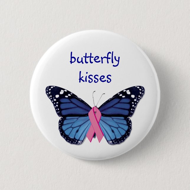 Schmetterling küsst Knopf Button (Vorderseite)