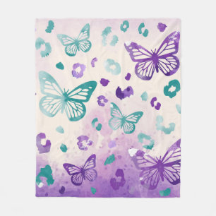 Schmetterling Leopard Weiße Fleece-Decke Fleecedecke