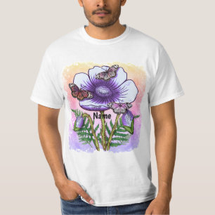 Schmetterling lila Mohn T-Shirt