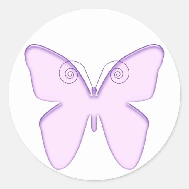 Schmetterling lila runder aufkleber (Vorderseite)