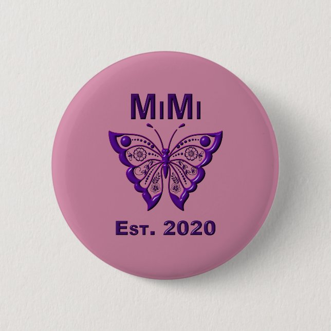 Schmetterling Mimi "Est 2020" Button (Vorderseite)