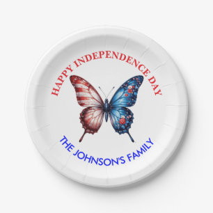 Schmetterling mit amerikanischer Flagge Pappteller