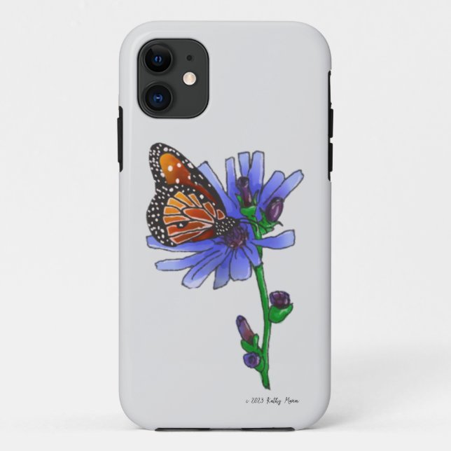 Schmetterling mit blauer Blume Case-Mate iPhone Hülle (Rückseite)