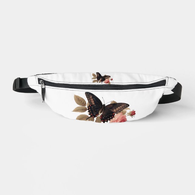 Schmetterling mit Blume Fannopack Drucktasche Bauchtasche (Vorderseite)