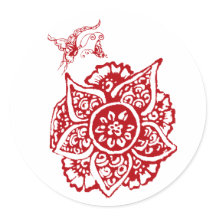 Schmetterling mit Blume(Henna)(rot)