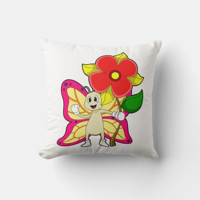 Schmetterling mit Blume Kissen (Vorderseite)