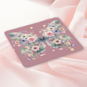 Schmetterling mit Blumenmuster Rechteckiger Pappuntersetzer