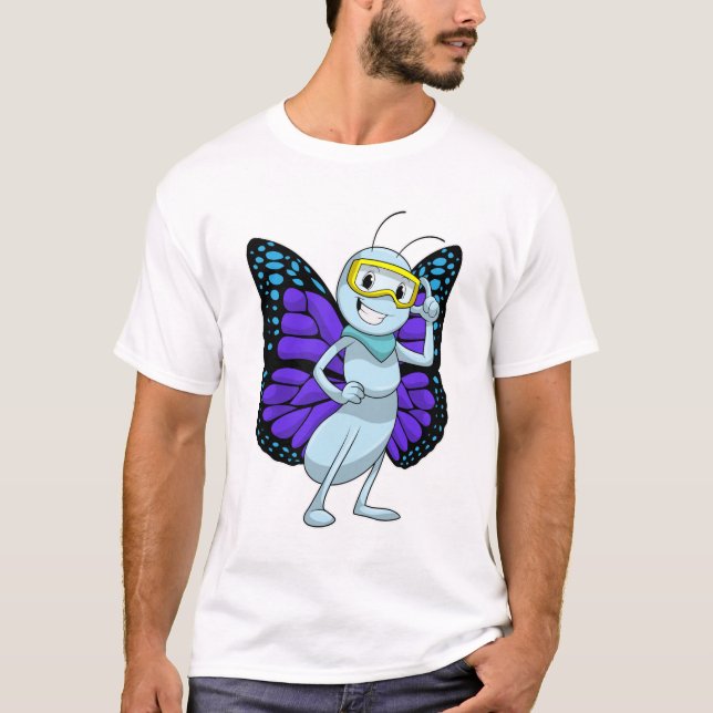 Schmetterling mit Brille T-Shirt (Vorderseite)