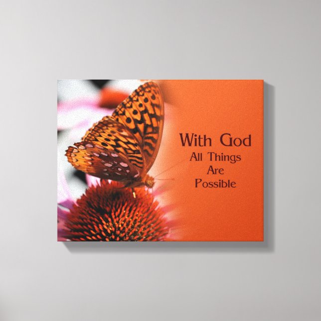 Schmetterling mit dem inspirierenden Zitat Gottes Leinwanddruck (Vorderseite)