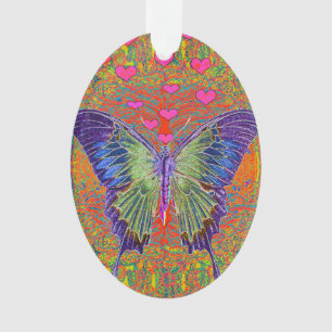 Schmetterling mit geformten Mustern des Herzens Ornament
