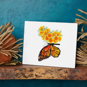 Schmetterling mit gelbem Kalifornischen Klatschmoh Fotoplatte