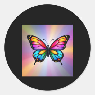 Schmetterling mit Gly Flügelkleber Runder Aufkleber