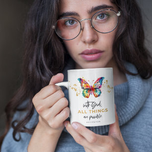 Schmetterling Mit Gott Sind Alle Dinge Möglich Kaffeetasse