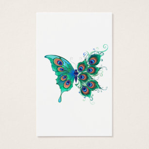 Schmetterling mit grünen Pfauenfedern