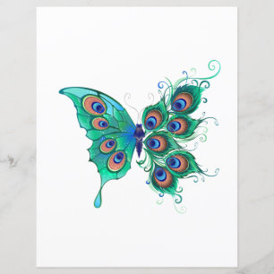 Schmetterling mit grünen Pfauenfedern