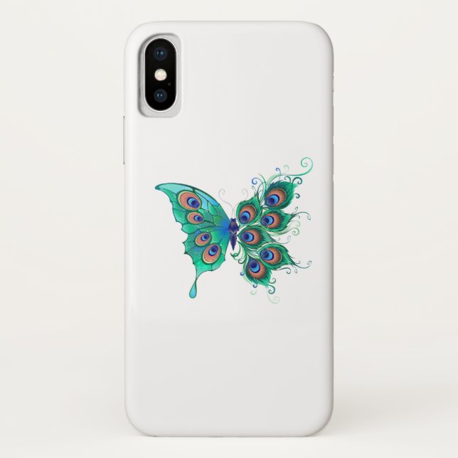 Schmetterling mit grünen Pfauenfedern Case-Mate iPhone Hülle (Rückseite)