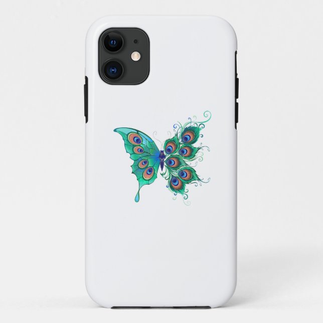 Schmetterling mit grünen Pfauenfedern Case-Mate iPhone Hülle (Rückseite)