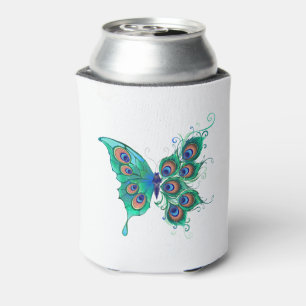 Schmetterling mit grünen Pfauenfedern Dosenkühler