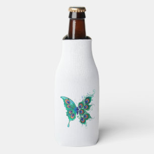 Schmetterling mit grünen Pfauenfedern Flaschenkühler
