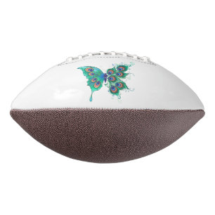 Schmetterling mit grünen Pfauenfedern Football