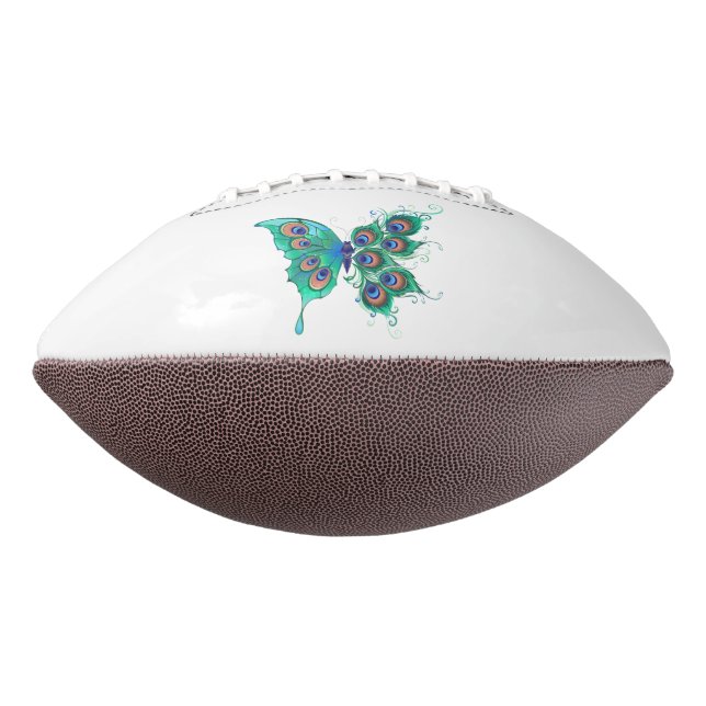 Schmetterling mit grünen Pfauenfedern Football (Gedreht 270)