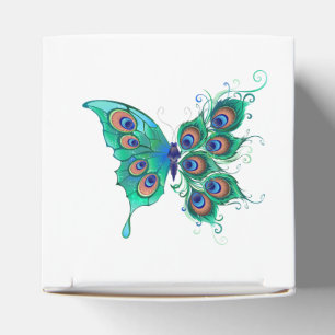 Schmetterling mit grünen Pfauenfedern Geschenkschachtel
