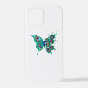 Schmetterling mit grünen Pfauenfedern iPhone 12 Pro Hülle