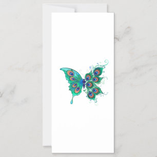Schmetterling mit grünen Pfauenfedern Magneteinladung