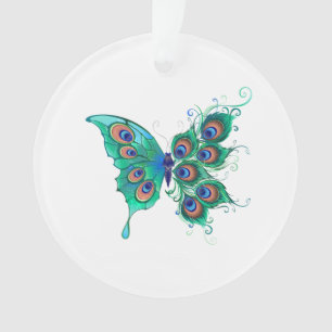 Schmetterling mit grünen Pfauenfedern Ornament