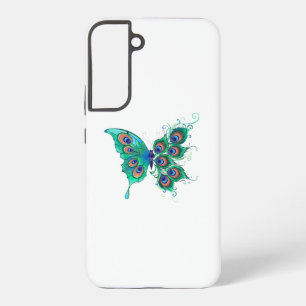 Schmetterling mit grünen Pfauenfedern Samsung Galaxy Hülle